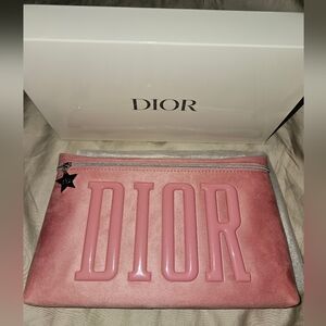 Rare NEW Dior Large Suede Makeup Pouch!